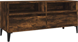 vidaXL - Tv-meubel - 100x34,5x44,5 - cm - bewerkt - hout - gerookt - eikenkleurig