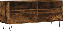 vidaXL - Tv-meubel - 100x34,5x44,5 - cm - bewerkt - hout - gerookt - eikenkleurig