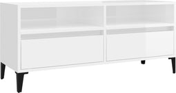 vidaXL - Tv-meubel - 100x34,5x44,5 - cm - bewerkt - hout - hoogglans - wit