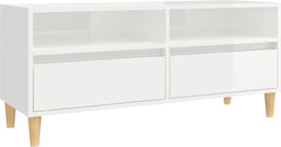 vidaXL - Tv-meubel - 100x34,5x44,5 - cm - bewerkt - hout - hoogglans - wit