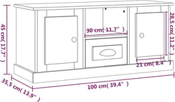 vidaXL - Tv-meubel - 100x35,5x45 - cm - bewerkt - hout - betongrijs