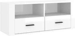 vidaXL - Tv-meubel - 100x35x40 - cm - bewerkt - hout - hoogglans - wit