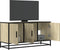 vidaXL - Tv-meubel - 100x35x50 - cm - bewerkt - hout - metaal - sonoma - eikenkleurig