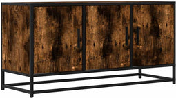 vidaXL - Tv-meubel - 100x35x50 - cm - bewerkt - hout - metaal - gerookt - eikenkleurig