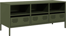 vidaXL - Tv-meubel - 101,5x39x43,5 - cm - koudgewalst - staal - olijfgroen