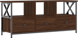 vidaXL - Tv-meubel - 102x33x45 - cm - bewerkt - hout - en - ijzer - bruin - eikenkleur