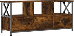 vidaXL - Tv-meubel - 102x33x45 - cm - bewerkt - hout - en - ijzer - gerookt - eikenkleur