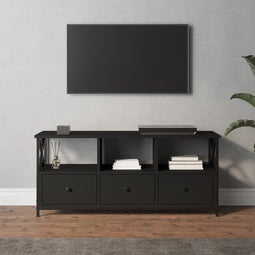 vidaXL - Tv-meubel - 102x33x45 - cm - bewerkt - hout - en - ijzer - zwart