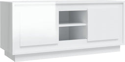vidaXL - Tv-meubel - 102x35x45 - cm - bewerkt - hout - hoogglans - wit