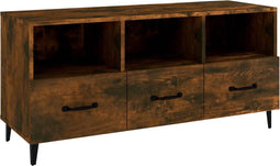 vidaXL - Tv-meubel - 102x35x50 - cm - bewerkt - hout - gerookt - eikenkleurig