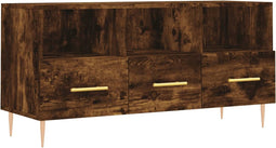 vidaXL - Tv-meubel - 102x36x50 - cm - bewerkt - hout - gerookt - eikenkleurig