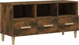 vidaXL - Tv-meubel - 102x36x50 - cm - bewerkt - hout - gerookt - eikenkleurig