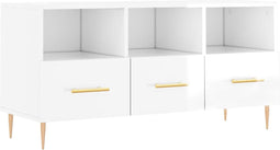 vidaXL - Tv-meubel - 102x36x50 - cm - bewerkt - hout - hoogglans - wit