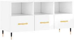 vidaXL - Tv-meubel - 102x36x50 - cm - bewerkt - hout - hoogglans - wit