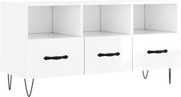 vidaXL - Tv-meubel - 102x36x50 - cm - bewerkt - hout - hoogglans - wit