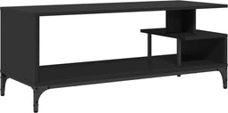 vidaXL - Tv-meubel - 102x40x41 - cm - bewerkt - hout - en - gepoedercoat - staal - zwart