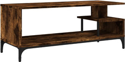 vidaXL - Tv-meubel - 102x40x41 - cm - hout - en - gepoedercoat - staal - gerookt - eiken