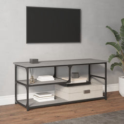 vidaXL - Tv-meubel - 103x38x46,5 - cm - en - bewerkt - hout - staal - grijs - sonoma