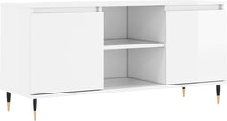 vidaXL - Tv-meubel - 104x35x50 - cm - bewerkt - hout - hoogglans - wit