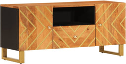 vidaXL - Tv-meubel - 105x33,5x46 - cm - massief - mangohout - bruin - en - zwart