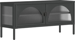 vidaXL - Tv-meubel - 105x35x50 - cm - glas - en - staal - zwart
