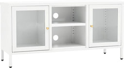 vidaXL - Tv-meubel - 105x35x52 - cm - staal - en - glas - wit