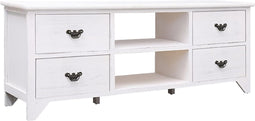 vidaXL - Tv-meubel - 108x30x40 - cm - massief - paulowniahout - antiekwit