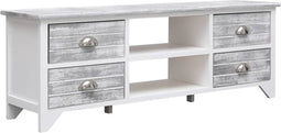 vidaXL - Tv-meubel - 108x30x40 - cm - massief - paulowniahout - wit - en - grijs