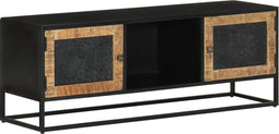 vidaXL - Tv-meubel - 110x30x40 - cm - massief - ruw - mangohout - en - ijzer