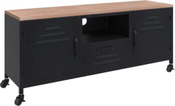 vidaXL - Tv-meubel - 110x30x43 - cm - ijzer - en - massief - vurenhout - zwart