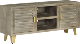 vidaXL - Tv-meubel - 110x30x48 - cm - massief - mangohout - met - messing - grijs