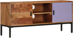 vidaXL - Tv-meubel - 110x30x50 - cm - massief - acaciahout - honingbruin - en - grijs