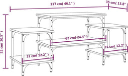 vidaXL - Tv-meubel - 117x35x52 - cm - bewerkt - hout - bruin - eikenkleur