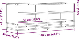 vidaXL - Tv-meubel - 120,5x40x46 - cm - bewerkt - hout - en - metaal - zwart