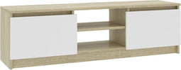 vidaXL - Tv-meubel - 120x30x35,5cm - bewerkt - hout - wit - en - sonoma - eikenkleurig