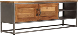 vidaXL - Tv-meubel - 120x30x40 - cm - gerecycled - teakhout - en - staal