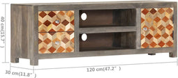 vidaXL - Tv-meubel - 120x30x40 - cm - massief - mangohout - grijs