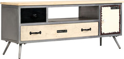 vidaXL - Tv-meubel - 120x30x45 - cm - massief - mangohout - en - staal