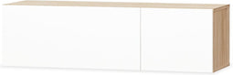 vidaXL - Tv-meubel - 120x40x34 - cm - bewerkt - hout - hoogglans - wit - en - eikenkleur