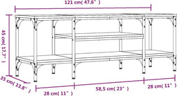 vidaXL - Tv-meubel - 121x35x45 - cm - bewerkt - hout - en - ijzer - sonoma - eikenkleur