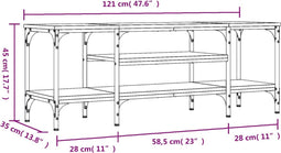 vidaXL - Tv-meubel - 121x35x45 - cm - bewerkt - hout - en - ijzer - grijs - sonoma - eiken