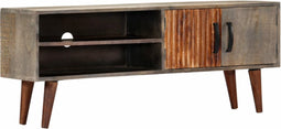 vidaXL - Tv-meubel - 130x30x46 - cm - massief - ruw - mangohout - grijs