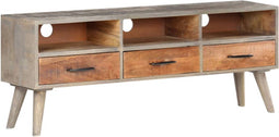 vidaXL - Tv-meubel - 130x35x51 - cm - massief - ruw - mangohout - grijs