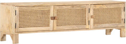 vidaXL - Tv-meubel - 140x30x40 - cm - massief - mangohout - en - natuurlijk - riet