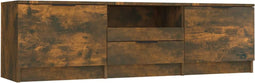vidaXL - Tv-meubel - 140x35x40 - cm - bewerkt - hout - gerookt - eikenkleurig