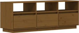 vidaXL - Tv-meubel - 140x37x50 - cm - massief - grenenhout - honingbruin