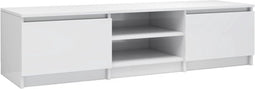 vidaXL - Tv-meubel - 140x40x35,5 - cm - bewerkt - hout - hoogglans - wit