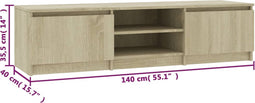 vidaXL - Tv-meubel - 140x40x35,5 - cm - bewerkt - hout - sonoma - eikenkleurig