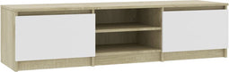 vidaXL - Tv-meubel - 140x40x35,5cm - bewerkt - hout - wit - en - sonoma - eikenkleurig