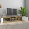 vidaXL - Tv-meubel - 140x40x35,5cm - bewerkt - hout - wit - en - sonoma - eikenkleurig